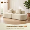 3 zitsbank, Modulair Cloud bank Zonder Vaste Frame, Brede & Diepe Zitoppervlakte, Veerpolstering, Koordbekleding, Beige