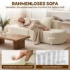 3 zitsbank, Modulair Cloud bank Zonder Vaste Frame, Brede & Diepe Zitoppervlakte, Veerpolstering, Koordbekleding, Beige