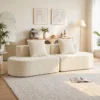 3 zitsbank, Modulair Cloud bank Zonder Vaste Frame, Brede & Diepe Zitoppervlakte, Veerpolstering, Koordbekleding, Beige