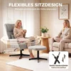 360° Draaibare Loungestoel Met Kruk, In Hoogte Verstelbaar, Chenille bekleding, Met Lendenkussen, Crèmewit