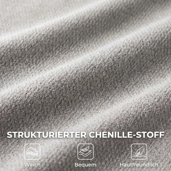 360° Draaibare Loungestoel Met Kruk, In Hoogte Verstelbaar, Chenille bekleding, Met Lendenkussen, Crèmewit
