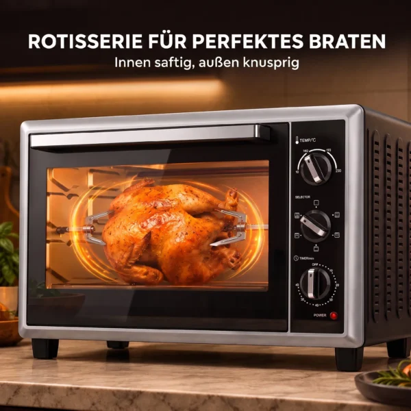 46 L Mini oven Met Draaispit, Convectie, Temperatuurregeling En Timer, 1800 W, Zwart