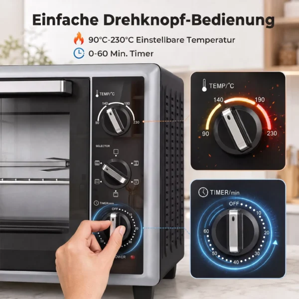 46 L Mini oven Met Draaispit, Convectie, Temperatuurregeling En Timer, 1800 W, Zwart