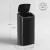 48 L Sensor Prullenbak Voor Keuken Of Kantoor, Automatische Sluitfunctie, Roestvrij Staal, Zwart