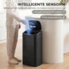 48 L Sensor Prullenbak Voor Keuken Of Kantoor, Automatische Sluitfunctie, Roestvrij Staal, Zwart