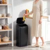 48 L Sensor Prullenbak Voor Keuken Of Kantoor, Automatische Sluitfunctie, Roestvrij Staal, Zwart