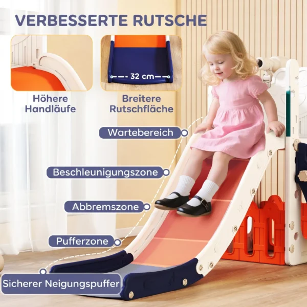 5 in 1 Kinderglijbaanset, Telescoop, Basketbalring, Kunststof, Oranje+Donkerblauw