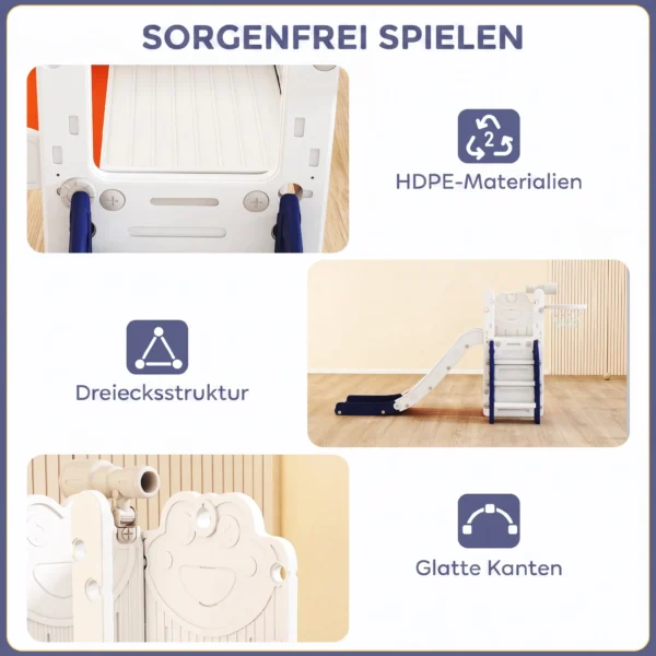 5 in 1 Kinderglijbaanset, Telescoop, Basketbalring, Kunststof, Oranje+Donkerblauw