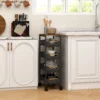 5 traps Keukenwagen, Houtlook, Verrijdbaar, Metalen Frame, 4 Lades, Zwart