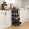 5 traps Keukenwagen, Houtlook, Verrijdbaar, Metalen Frame, 4 Lades, Zwart