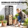 Aminhoutrek 38 X 38 X 112cm Verhoogd Brandhoutrek Met 4 Haken Decoratieve Uitsparingen Tot 100 Kg Staal