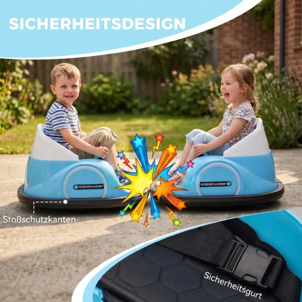 Autoscooter, 360° Rotatie, 2 Km/u Snelheid, Veiligheidsgordel, LED Lichten, Muziek En Claxon, Blauw