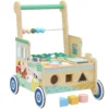 Baby Loopwagen Loopondersteuning Met Wielen Bouwblokken Opslagruimte Montessori Activiteitencentrum Voor 1 3 Jaar Groen