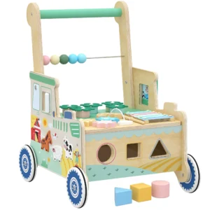 Baby Loopwagen Loopondersteuning Met Wielen Bouwblokken Opslagruimte Montessori Activiteitencentrum Voor 1 3 Jaar Groen