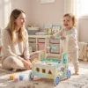 Baby Loopwagen Loopondersteuning Met Wielen Bouwblokken Opslagruimte Montessori Activiteitencentrum Voor 1 3 Jaar Groen