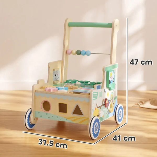 Baby Loopwagen Loopondersteuning Met Wielen Bouwblokken Opslagruimte Montessori Activiteitencentrum Voor 1 3 Jaar Groen