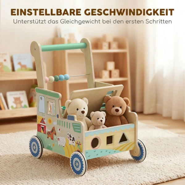 Baby Loopwagen Loopondersteuning Met Wielen Bouwblokken Opslagruimte Montessori Activiteitencentrum Voor 1 3 Jaar Groen