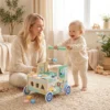 Baby Loopwagen Loopondersteuning Met Wielen Bouwblokken Opslagruimte Montessori Activiteitencentrum Voor 1 3 Jaar Groen