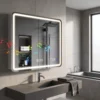 Badkamerspiegel Met LED verlichting, Anti condens Pad, 3 Verstelbare Kleuren, Klok, 600 X 800 Mm, Zilverkleurig