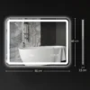 Badkamerspiegel Met LED verlichting, Anti condens Pad, 3 Verstelbare Kleuren, Klok, 600 X 800 Mm, Zilverkleurig