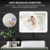 Badkamerspiegel Met LED verlichting, Anti condens Pad, 3 Verstelbare Kleuren, Klok, 600 X 800 Mm, Zilverkleurig