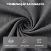 Bedframe 140 X 200 Cm Met Verstelbaar Hoofdeinde, Gestoffeerd Bed In Linnenlook Met 12 Latten