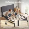 Bedframe 140 X 200 Cm Met Verstelbaar Hoofdeinde, Gestoffeerd Bed In Linnenlook Met 12 Latten