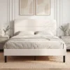 Bedframe 140 X 200 Cm Met Verstelbaar Hoofdeinde, Gestoffeerd Bed In Linnenlook Met 12 Multiplex Latten, Beige