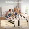 Bedframe 140 X 200 Cm Met Verstelbaar Hoofdeinde, Gestoffeerd Bed In Linnenlook Met 12 Multiplex Latten, Beige