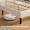 Bedframe 140 X 200 Cm Met Verstelbaar Hoofdeinde, Gestoffeerd Bed In Linnenlook Met 12 Multiplex Latten, Beige