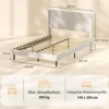 Bedframe 140 X 200 Cm Met Verstelbaar Hoofdeinde, Gestoffeerd Bed Met 12 Latten, Beige
