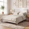 Bedframe 140 X 200 Cm Met Verstelbaar Hoofdeinde, Gestoffeerd Bed Met 12 Latten, Beige