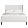 Bedframe 140 X 200 Cm Met Verstelbaar Hoofdeinde, Gestoffeerd Bed Met 12 Latten, Beige