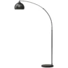 Booglamp, Staande Lamp, In Hoogte Verstelbaar, Voetschakelaar, Voet In Marmerlook, 170 180cm, Zwart