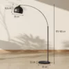 Booglamp, Staande Lamp, In Hoogte Verstelbaar, Voetschakelaar, Voet In Marmerlook, 170 180cm, Zwart