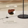 Booglamp, Staande Lamp, In Hoogte Verstelbaar, Voetschakelaar, Voet In Marmerlook, 170 180cm, Zwart