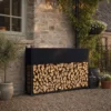 Brandhoutrek 202 X 25 X 113 Cm Met 600D Oxford hoes Stalen Frame Tot 500 Kg Zwart
