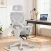 Bureaustoel, Ergonomische Bureaustoel Met Voetensteun, Schommelfunctie, Armleuning, Netstof, Grijs