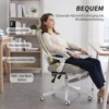 Bureaustoel, Ergonomische Bureaustoel Met Voetensteun, Schommelfunctie, Armleuning, Netstof, Grijs