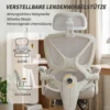 Bureaustoel, Ergonomische Bureaustoel Met Voetensteun, Schommelfunctie, Armleuning, Netstof, Grijs