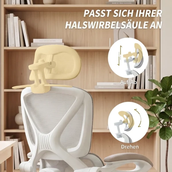 Bureaustoel, Ergonomische Bureaustoel Met Voetensteun, Schommelfunctie, Armleuning, Netstof, Grijs