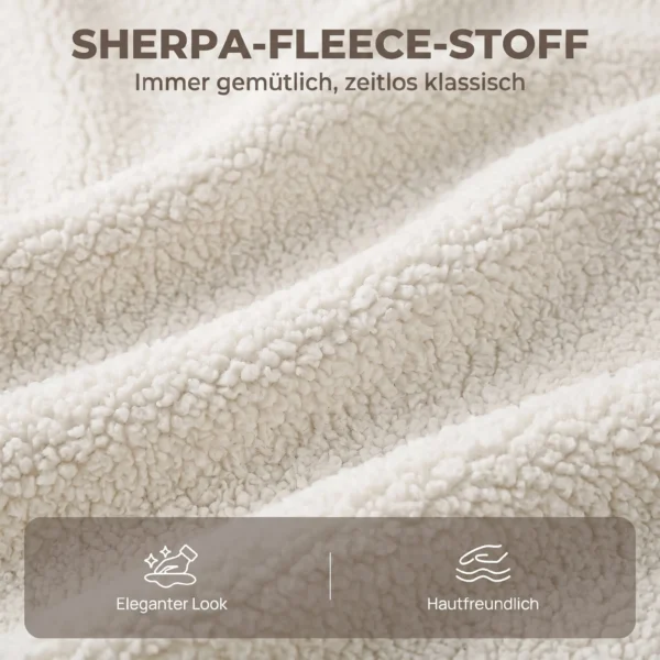 Bureaustoel Van Sherpa fleece, Draaistoel Met 360° Draaifunctie, Kantelfunctie, In Hoogte Verstelbaar, Met PU rollen, Crèmewit