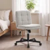 Bureaustoel Zonder Armleuningen, Bureau & Make upstoel In Linnenlook, Met Dubbellaagse Bekleding, Schommelfunctie, Lichtgrijs
