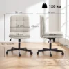 Bureaustoel Zonder Armleuningen, Bureau & Make upstoel In Linnenlook, Met Dubbellaagse Bekleding, Schommelfunctie, Lichtgrijs