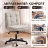 Bureaustoel Zonder Armleuningen, Bureau & Make upstoel In Linnenlook, Met Dubbellaagse Bekleding, Schommelfunctie, Lichtgrijs