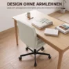 Bureaustoel Zonder Armleuningen, Bureau & Make upstoel In Linnenlook, Met Dubbellaagse Bekleding, Schommelfunctie, Lichtgrijs