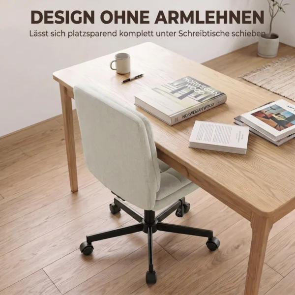 Bureaustoel Zonder Armleuningen, Bureau & Make upstoel In Linnenlook, Met Dubbellaagse Bekleding, Schommelfunctie, Lichtgrijs