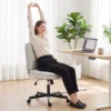 Bureaustoel Zonder Armleuningen, Bureau & Make upstoel In Linnenlook, Met Dubbellaagse Bekleding, Schommelfunctie, Lichtgrijs