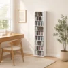 CD /DVD Rek, 9 Niveaus, Smal Staand Rek Met 6 Verstelbare Planken, Voor 260 CD's, Wit