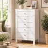 Commode Met 5 Lades, Kast Met Soepel Lopende Rails Voor Slaapkamer, 60 X 39,5 X 95,3 Cm, Wit